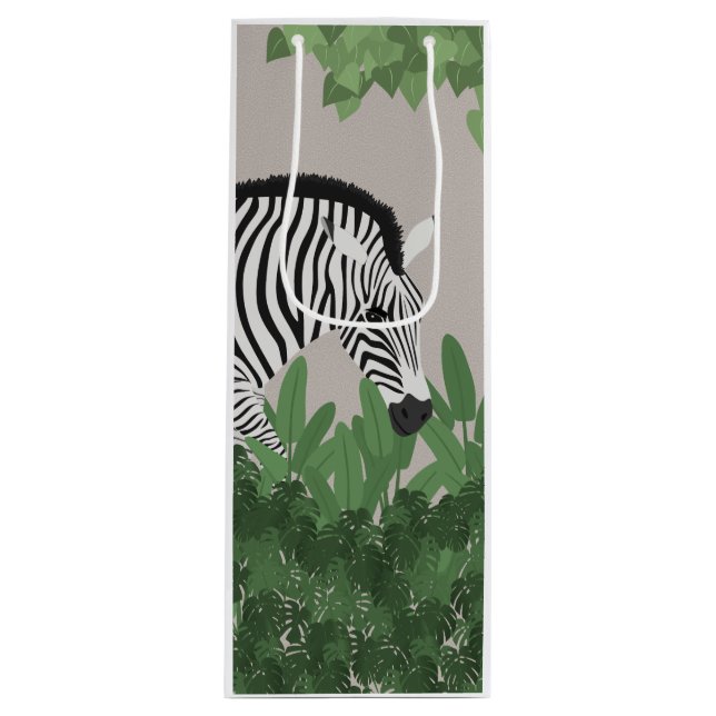 Sacola Para Vinho Zebra amongst Leaves (Frente)