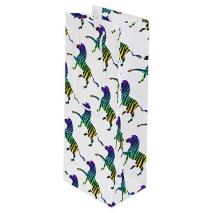 Sacola Para Vinho Zebra Black e Rainbow Silhouette