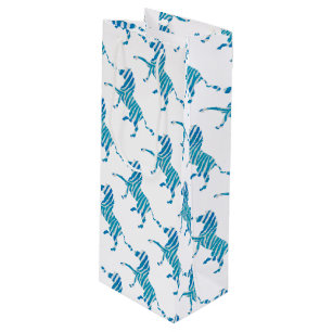 Sacola Para Vinho Zebra Blue e White Silhouette