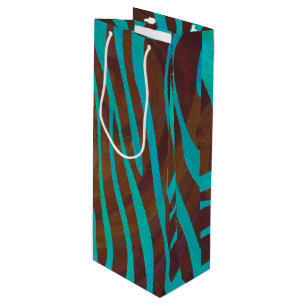 Sacola Para Vinho Zebra Brown e Teal Impressão
