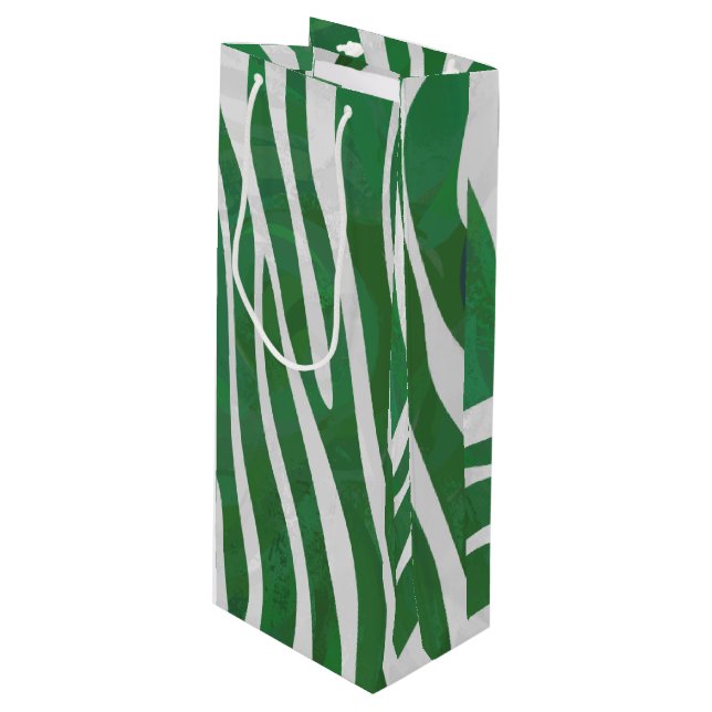 Sacola Para Vinho Zebra Green e White Impressão (Frente inclinada)