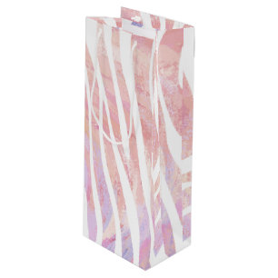 Sacola Para Vinho Zebra rosa e Impressão branca