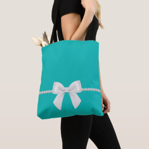 Sacola Tote Big White Bow e Pérolas Inspirado em