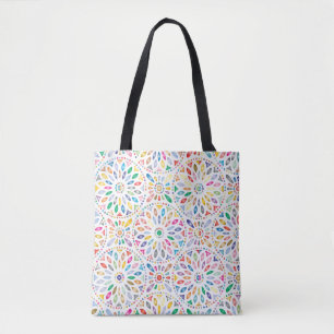 sacola tote com flores mandala