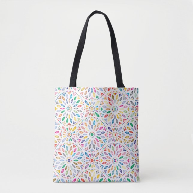 sacola tote com flores mandala (Frente)