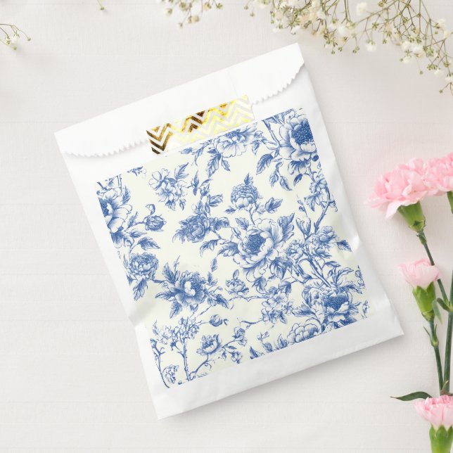 Sacolas Azuis Florais de Chinoiserie para Presente (Selado)