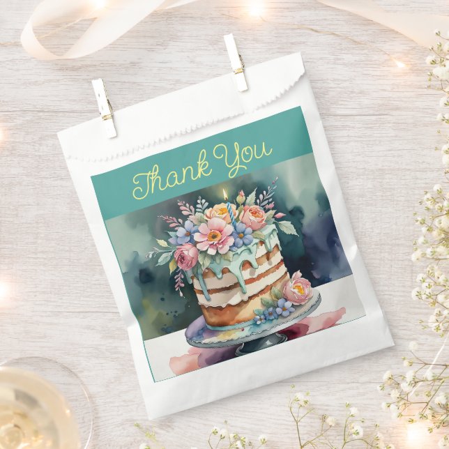 Sacolas de agradecimento, floral, 50 unidades (Cortado)