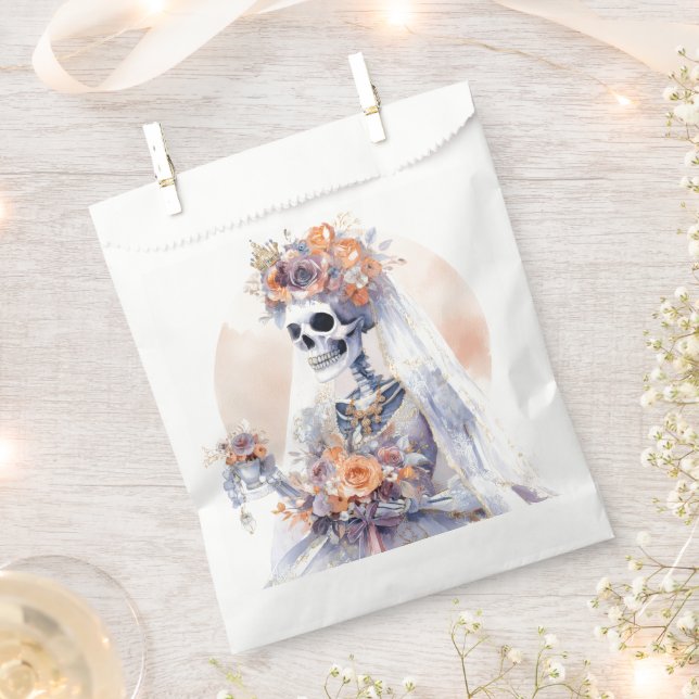 Sacolas de Favor da Noiva Esqueleto de Halloween A (Cortado)