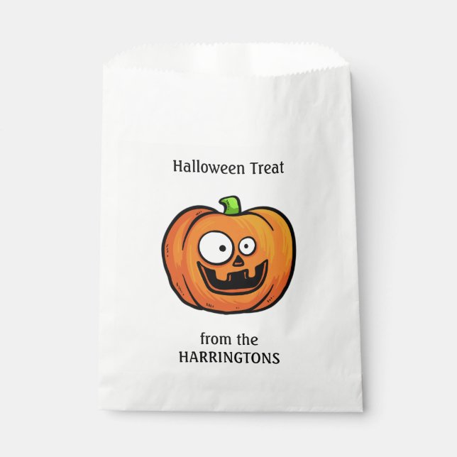 Sacolas de favores de abóbora de Halloween (Frente)