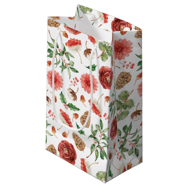Sacolas de Natal Botânicas para Presentes (Frente inclinada)