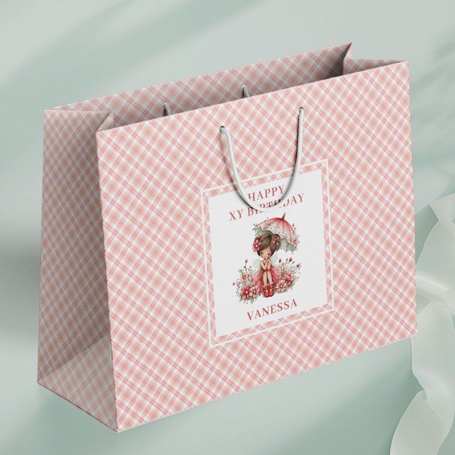 Sacolas de Presente de Aniversário Floral Rosa Men (Elegant Fairy Girl Blush Floral Birthday Gift Bags

)