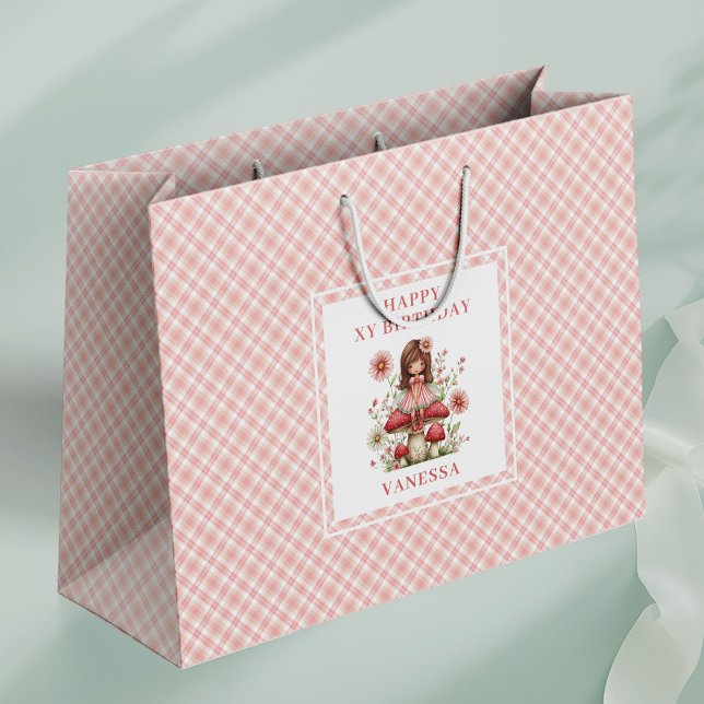 Sacolas de Presente de Aniversário Floral Rosa Men (Chic Fairy Girl Blush Floral Birthday Gift Bags

)
