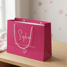 Sacolas de Presente de Aniversário Rosa Personaliz