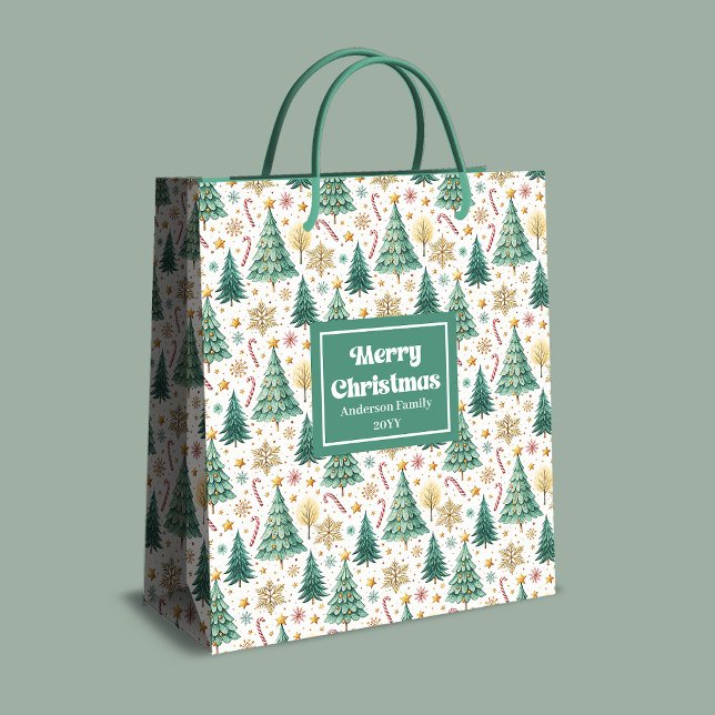 Sacolas de presente de Natal elegantes em vermelho (Elegant Christmas trees gift bag red green gold

)