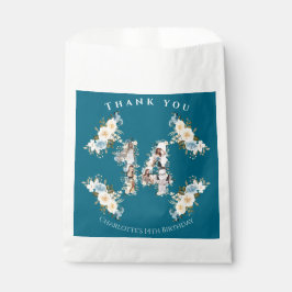 Sacolinha 14 Birthday Flower Teal Collage Yellow