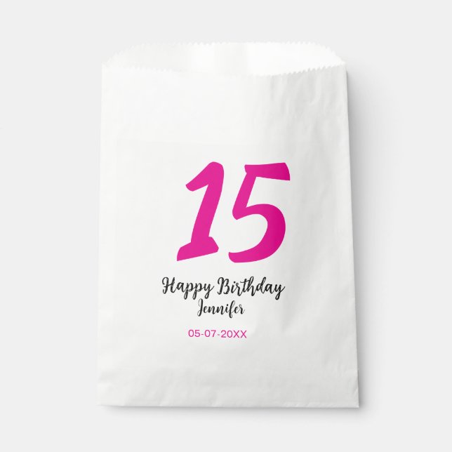 Sacolinha 15 aniversário quiencenera adicionar data ano mode (Frente)