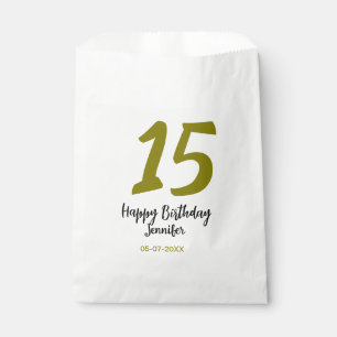 Sacolinha 15 aniversário quiencenera adicionar data ano ouro