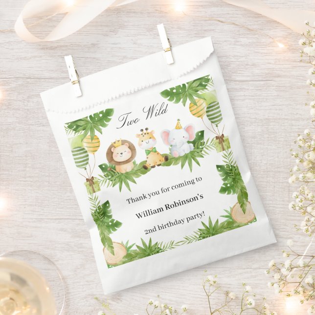 Sacolinha 2nd Birthday Two Wild Safari Animals Favour Bag (Cortado)