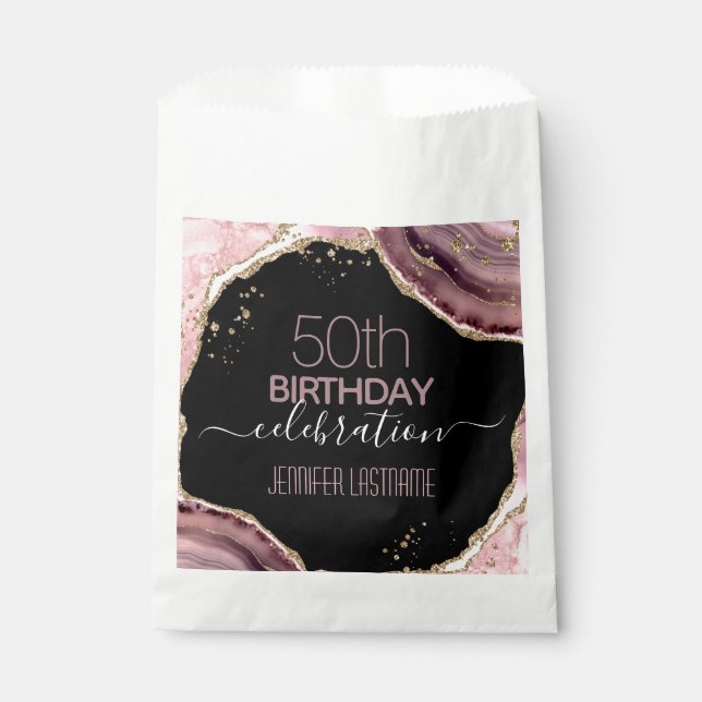 Sacolinha 50ª Festa de aniversário Pedra e Bolsas Favoráveis (Frente)