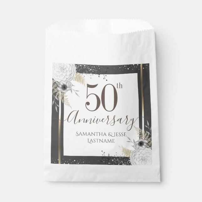 Sacolinha 50º Aniversário de Casamento Favor Floral Bag (Frente)