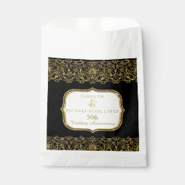 Sacolinha 50º Ouro Casamento Aniversário Negro n Dourado