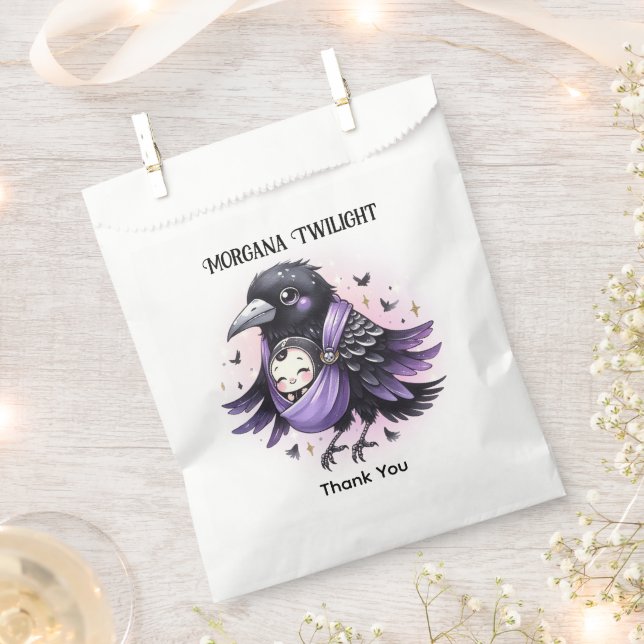 Sacolinha 50 x Gótico Bebê no caminho Crow Black Purple Bag (Cortado)