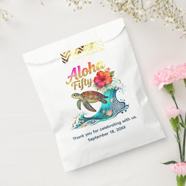 Sacolinha 50th Fifty Birthday Tropical Ocean Beach Theme (Selado)