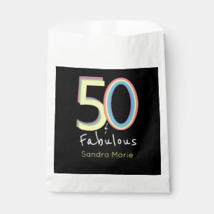 Sacolinha 5O e Fabuloso aniversário chico preto-e-arco-íri