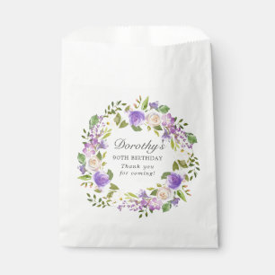 Sacolinha 90 Birthday Purple Rosa Floral Eucalyptus Wreath