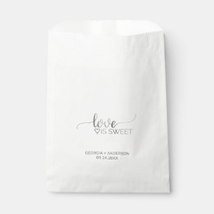 Sacolinha A caligrafia de prata simples "amor é" casamento