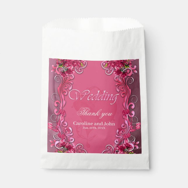 Sacolinha A elegância das flores rosa (Frente)