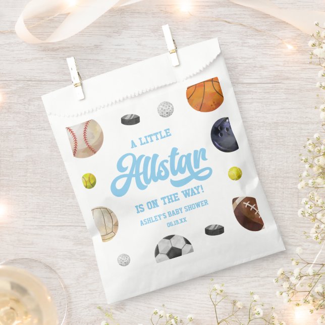 Sacolinha A Little Allstar Is On The Way! Sports Baby Shower (Cortado)