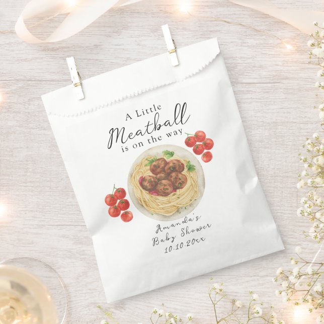 Sacolinha A little Meatball is on the way Baby Shower (Cortado)