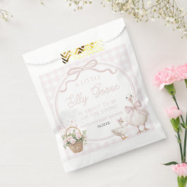 Sacolinha A Little Silly Goose Pink Floral Bow Baby Shower