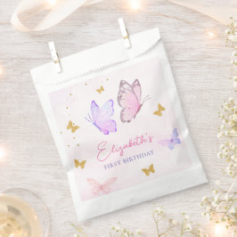Sacolinha A Pequena Borboleta Rosa Púrpura Primeiro Aniversá