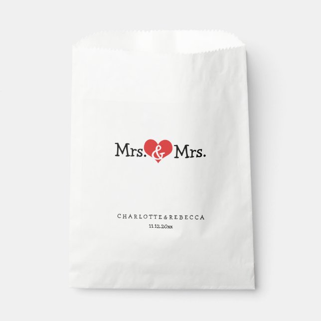 Sacolinha A Sra. e a Sra. Red Heart Wedding Personalizadas (Frente)
