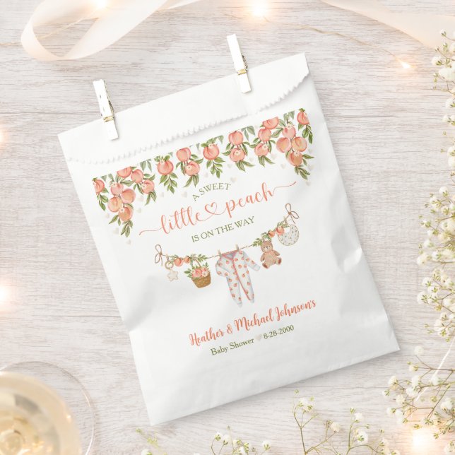 Sacolinha A Sweet Little Peach Clothesline Baby Shower (Cortado)
