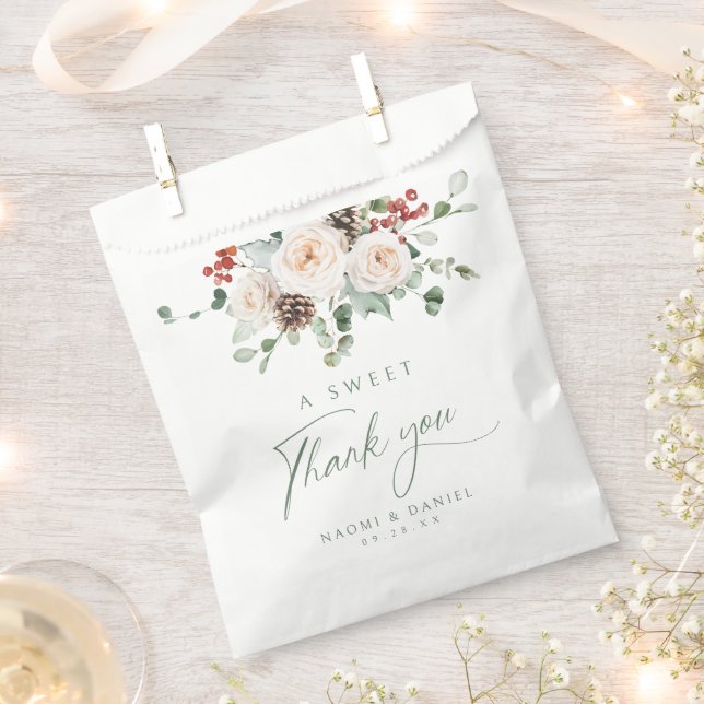 Sacolinha A Sweet Thank You Elegant Festive Floral Wedding (Cortado)