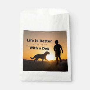 Sacolinha A Vida é Melhor Com um Cachorro, menino, pôr do so