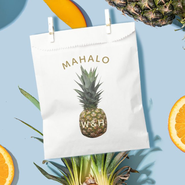 Sacolinha Abacaxi tropical Mahalo Obrigado Favor Bag (🍍Mahalo is Hawaiian for thank you. Just add your initials!  🍍 )