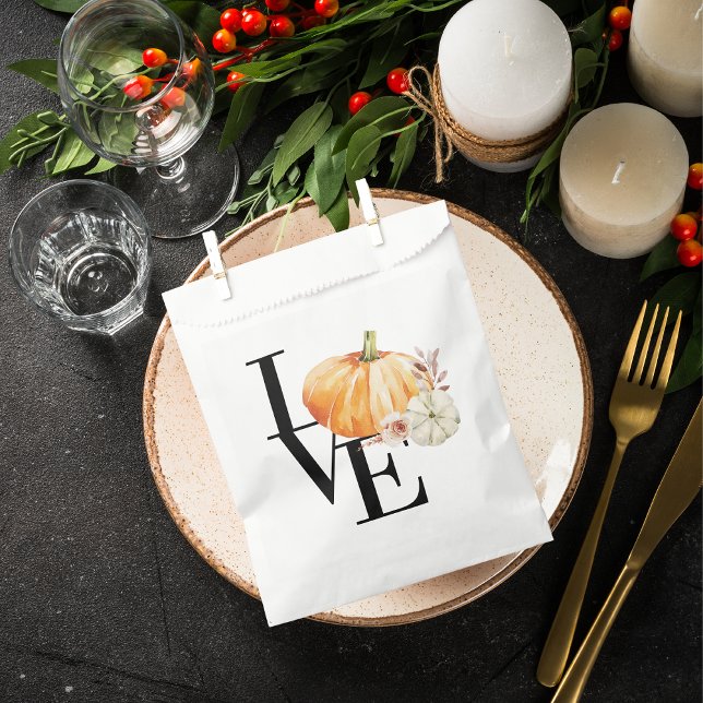 Sacolinha Abóbora Laranja com Aquarela Moderna e Amor (Criador carregado)