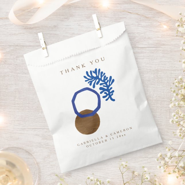 Sacolinha Abstrato Contemporâneo Formas Arte Casamento Azul (Cortado)