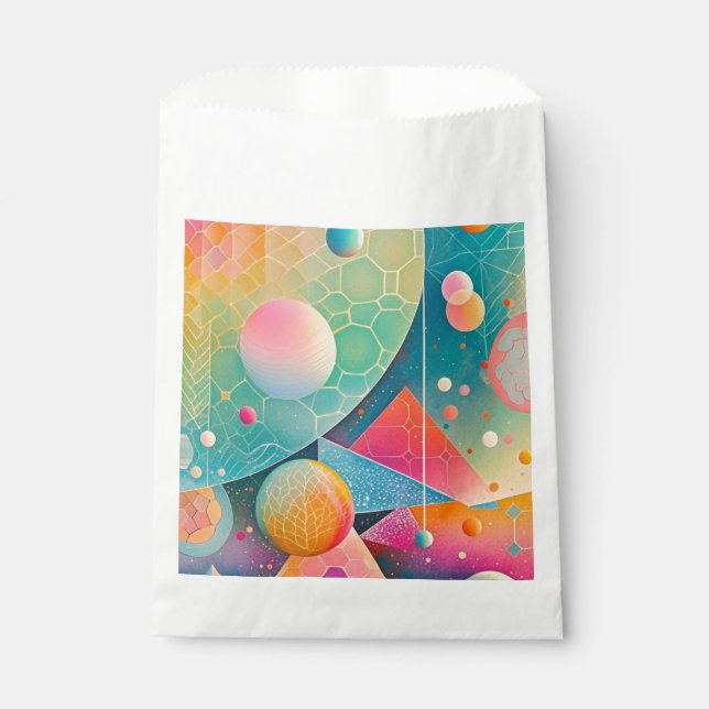 Sacolinha Abstrato geométrica vibrante e branca (Frente)