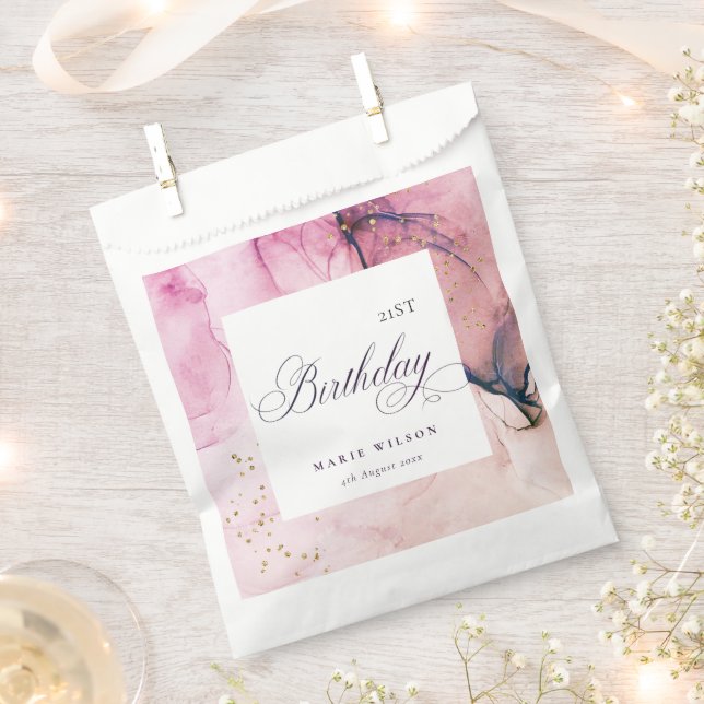 Sacolinha Abstrato Pastel rosa Marinho púrpura qualquer aniv (Cortado)