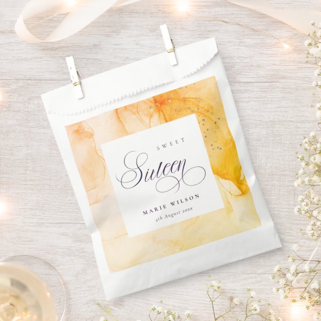 Sacolinha Abstrato Pastel Yellow Orange Sweet 16 Birthday (Cortado)