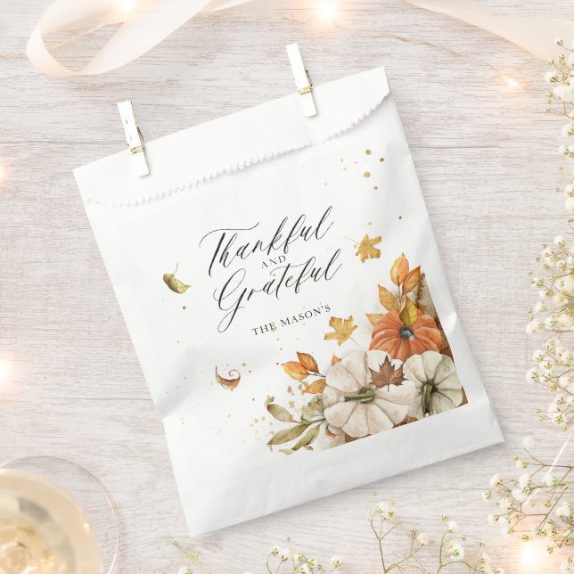 Sacolinha Ação de Graças Pumpkin e Tema de Folhas (Cortado)