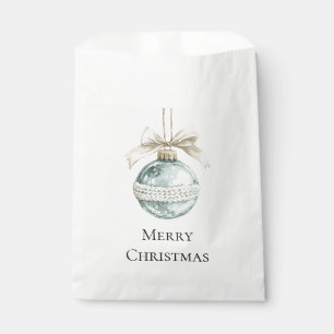 Sacolinha Adorno De Natal Com Laço Branco Azul