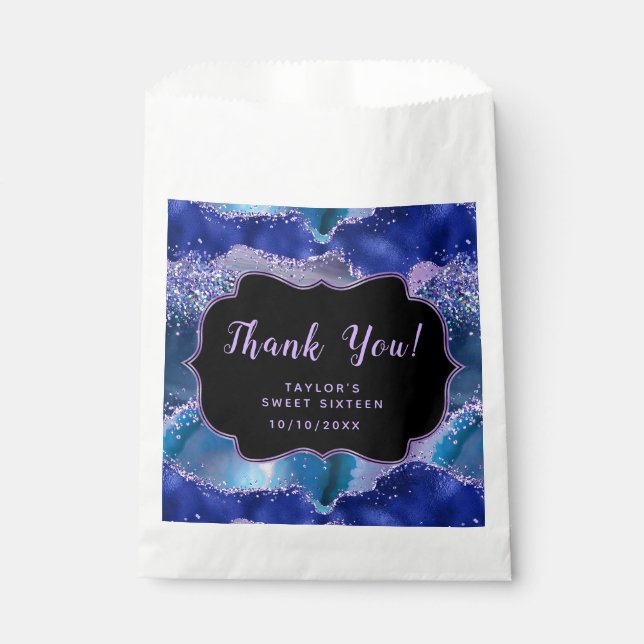 Sacolinha Agata do Oceano Roxo Azul Doce Dezesseis Obrigado (Frente)