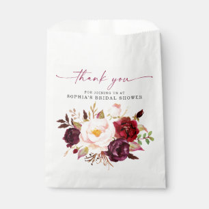 Sacolinha Agradecimento Boho Borgonha Floral Noivado Obrigad