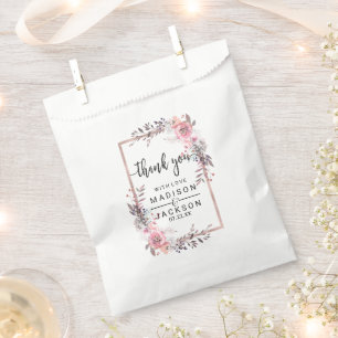 Sacolinha Agradecimento de Casamento Floral em Moldura Blush